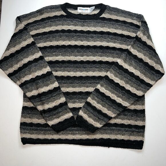 Vintage 90s Sweater New Era Womens Large Stripes Long Sleeve Minimalist Casual - Picture 3 of 10